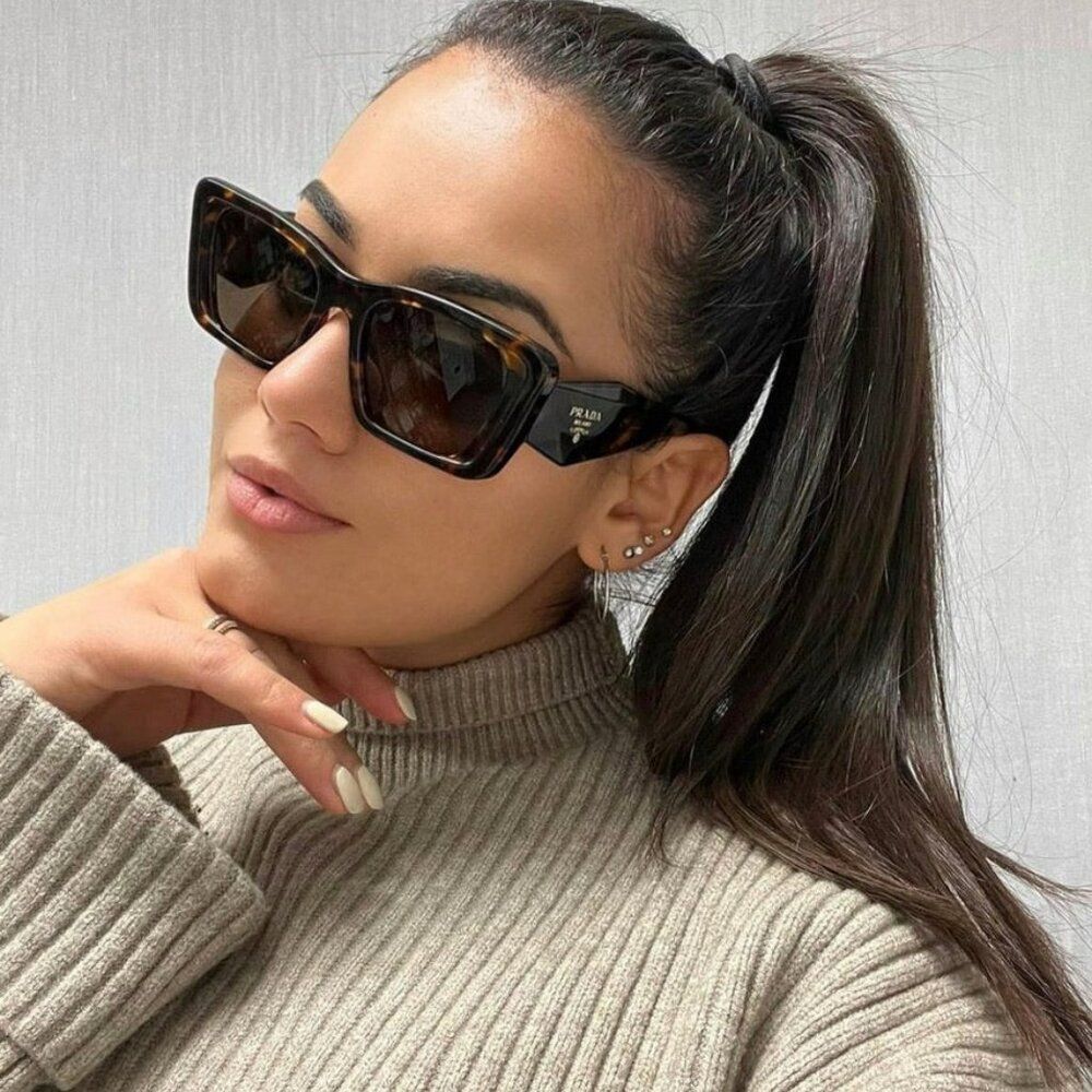 Prada Women Sunglasses Havana Honey Brown Cat Eye PR08YS 01V8C1 BRAND NEW - Picture 11 of 14